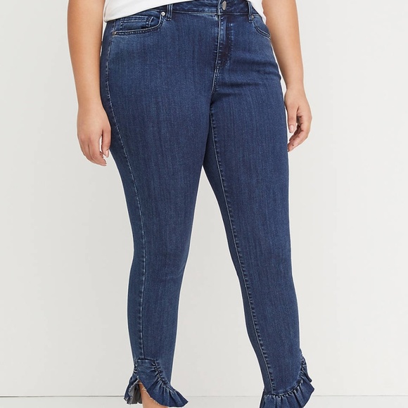 Lane Bryant Ruffle Hem Mid Rise Skinny NWT Size 26 - Picture 1 of 5